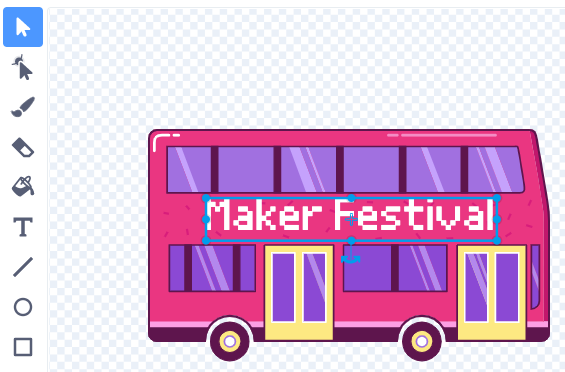 The text on the Bus and the Select tool highlighted.