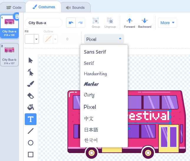The 'Font' menu selected at the top middle of the Paint editor.