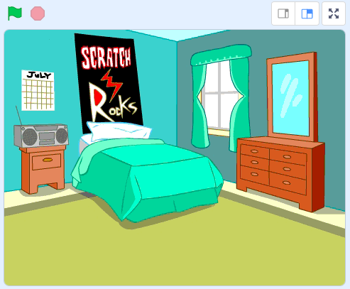 The stage showing the 'Bedroom 3' backdrop.