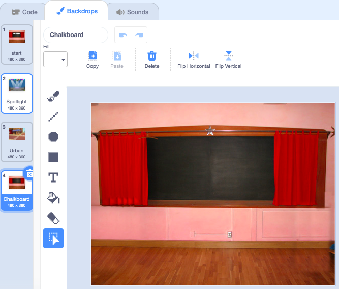The Chalkboard backdrop in the Paint editor.