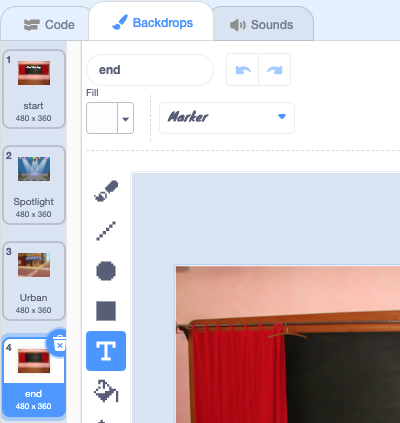 The backdrop name changed in the Paint editor.