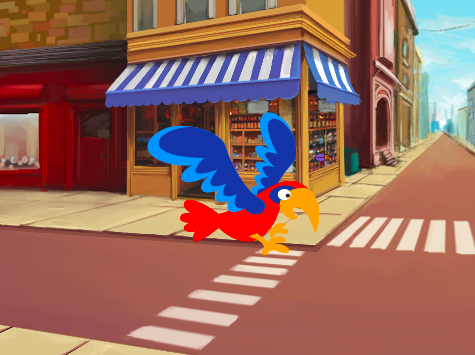 A street scene with a hidden bug.