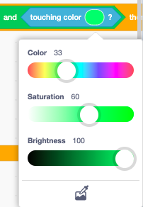 The colour circle menu with eyedropper tool.