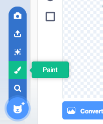 The paint option selected in the choose a costume menu.