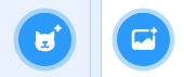 Choose a sprite and choose a backdrop icons.