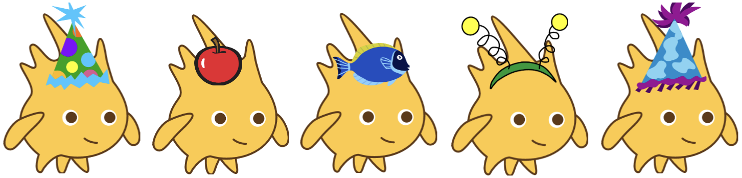 Sprites with accessories.