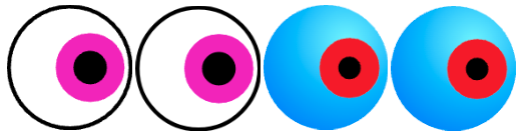 Example eyeballs in pairs. One drawn from scratch and another made from the ball sprite.