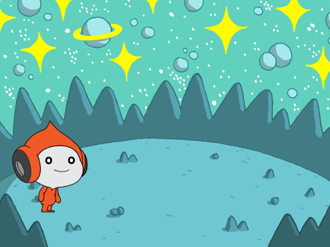 The Space backdrop with the Pico sprite.