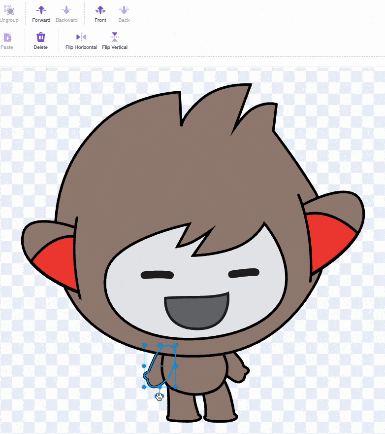 Animation showing rotating the arm and placing it on the front layer.