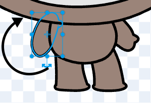The direction to rotate - curving up and to the left