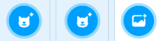 Two Choose a Sprite icons and a Choose a Backdrop icon.